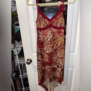Elegant Red and Gold Patterned Dress